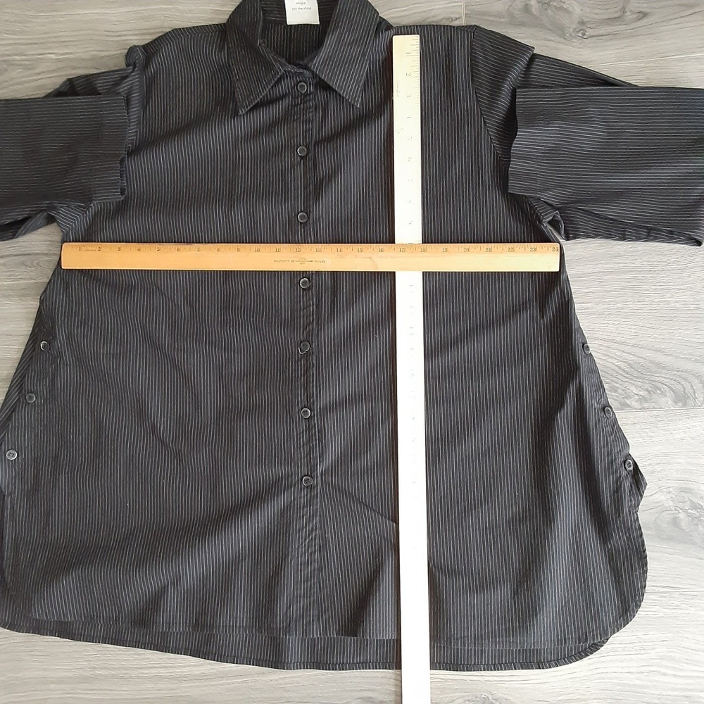 Spirithouse Black Pinstripe Side Button Long Sleeve Tunic Shirt Womens XL - Picture 5 of 11